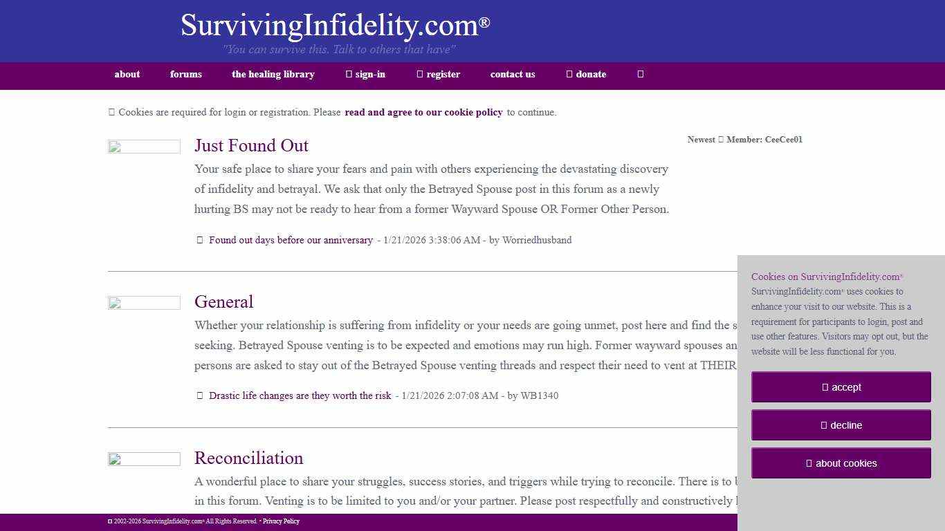 Infidelity Support Forums - Message Boards to Help the Betrayed